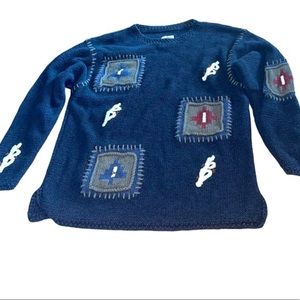 Vintage Basco 3D Knit Cottage Sweater All-American Sportswear Oversized